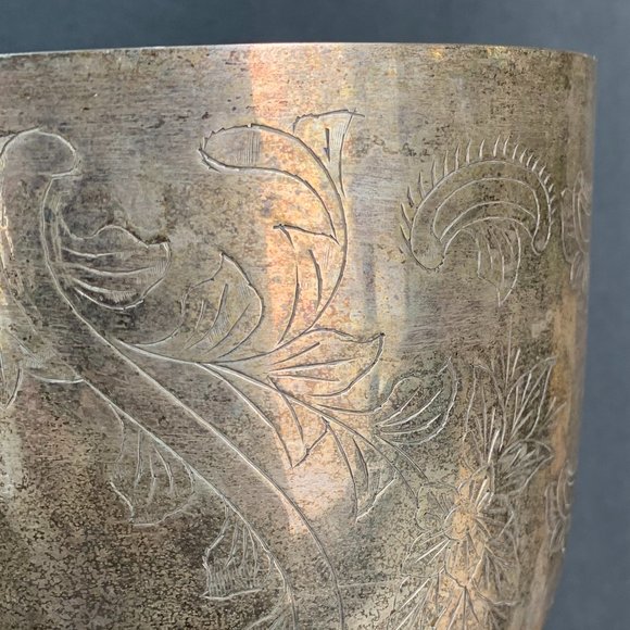 VTG Chalice XL India Silver Goblet Etched Extra Large Bohemian Altar Boho Decor - Picture 2 of 9
